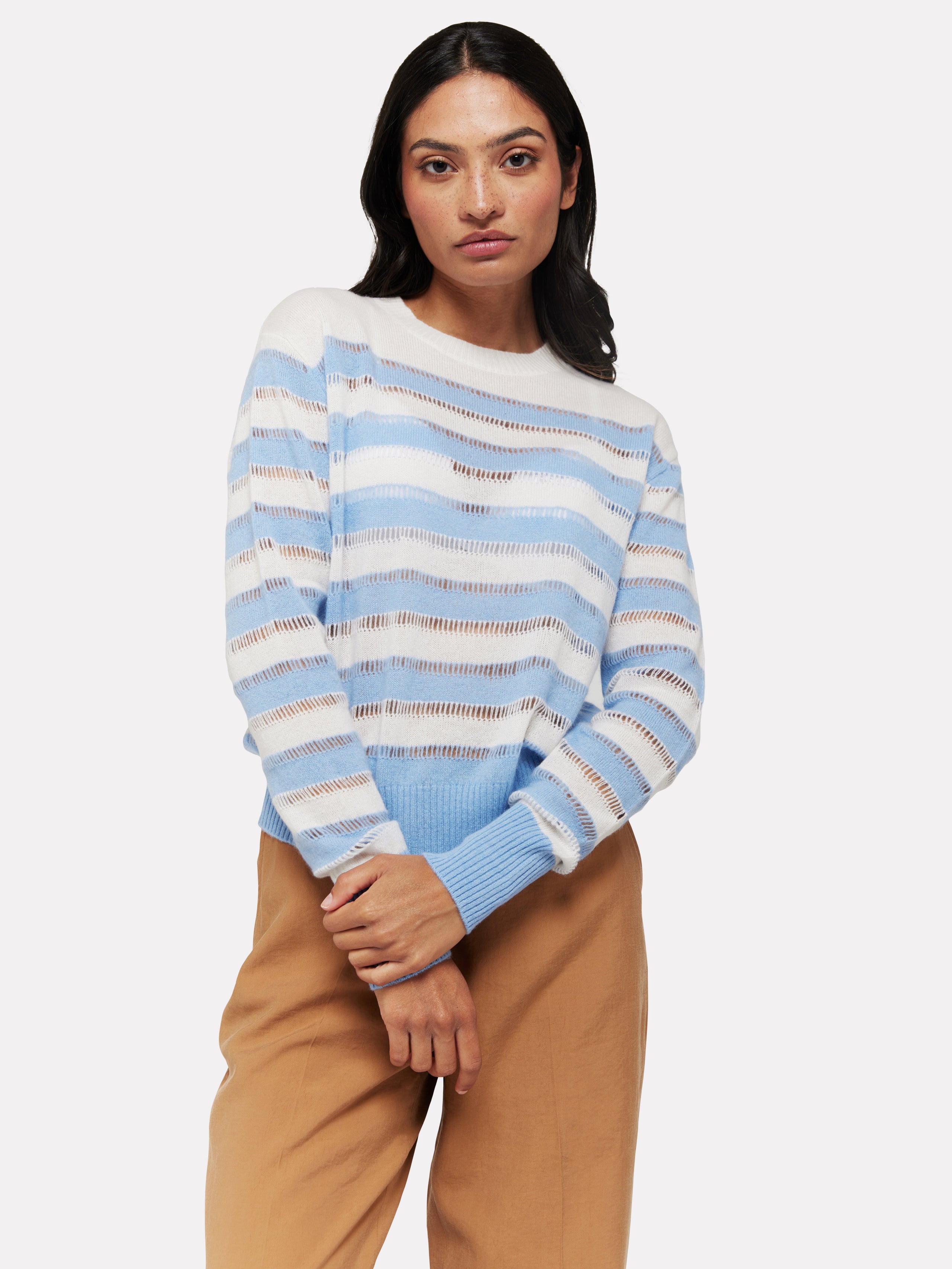 Brodie Cashmere Beach Stripe Crew Splash Thirty Three Boutique